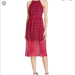 Aqua Red Lace High Neck Dress, size small
